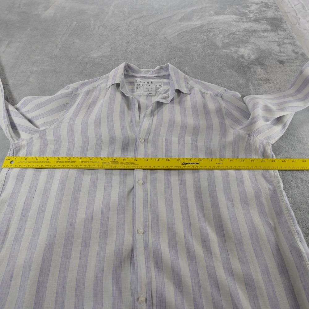 Frank & Eileen Button Down Shirt Eileen Linen XL Blue Stripe Italy Classic Coast - Picture 7 of 16